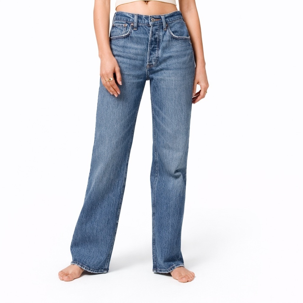 A&F 34/18s 90s Baggy Low Rise Jeans Blue 0311 Abercrombie Fitch short